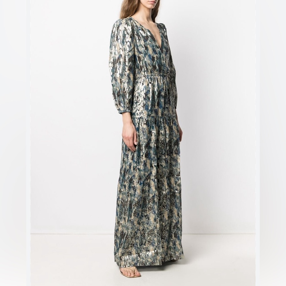 Ba&sh metallic blue maxi dress Size 1 NWT $695